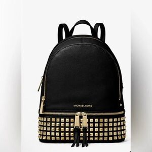 Michael Kors Black Backpack with Gold Accents